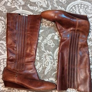 REEF Native Shore Leather boot  8.5 Wedge Brown Slide on tall